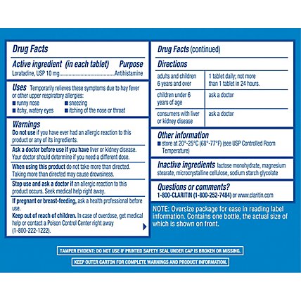 Claritin Non-Drowsy 24 Hour Allergy Tablets Value Size - 45 Count - Image 5