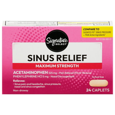 Signature Select/Care Maximum Strength Sinus Relief Acetaminophen 325mg - 24 Count - Image 2