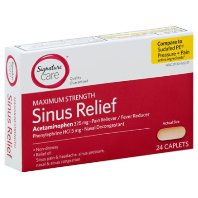 Signature Select/Care Maximum Strength Sinus Relief Acetaminophen 325mg - 24 Count - Image 1