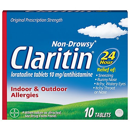 Claritin Antihistamine Tablets Indoor & Outdoor Allergies Prescription Strength 10mg - 10 Count - Image 3