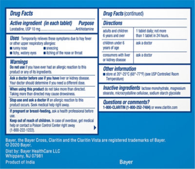 Claritin Antihistamine Tablets Indoor & Outdoor Allergies Prescription Strength 10mg - 10 Count - Image 5