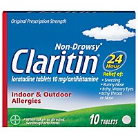 Claritin Antihistamine Tablets Indoor & Outdoor Allergies Prescription Strength 10mg - 10 Count - Image 2