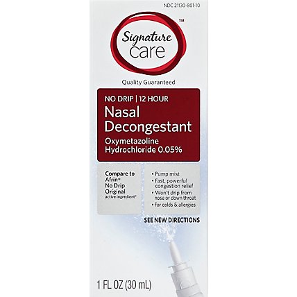 Signature Care Nasal Spray Decongestant No Drip 12 Hour - 1 Fl. Oz. - Image 2