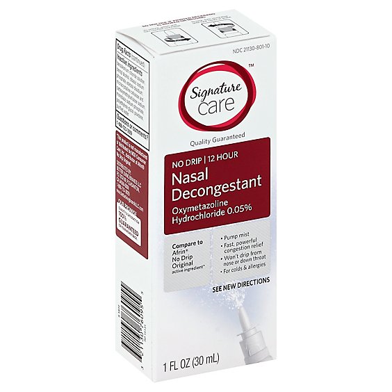 Signature Care Nasal Spray Decongestant No Drip 12 Hour - 1 Fl. Oz.