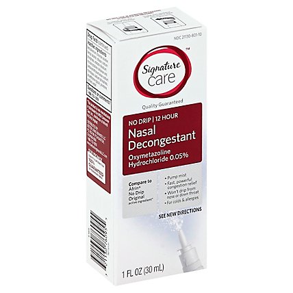 Signature Care Nasal Spray Decongestant No Drip 12 Hour - 1 Fl. Oz. - Image 1