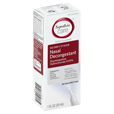 Signature Care Nasal Spray Decongestant No Drip 12 Hour - 1 Fl. Oz.
