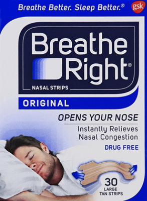 Breathe Right Nasal Strips Original Tan Large - 30 Count - Image 2