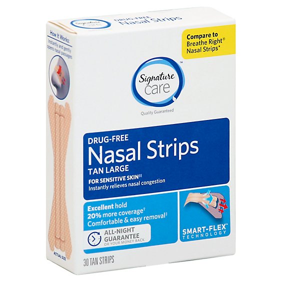 Signature Care Nasal Strips Tan Large - 30 Count