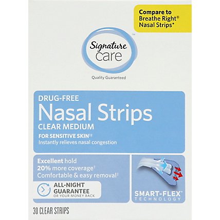 Signature Care Nasal Strips Breathing Aid Clear Medium - 30 Count - Image 2