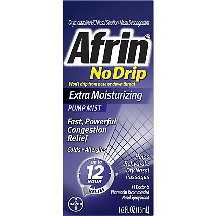 Afrin No Drip Nasal Decongestant Extra Moisturizing Pump Mist - 0.5 Fl. Oz. - Image 2