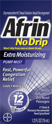 Afrin No Drip Nasal Decongestant Extra Moisturizing Pump Mist - 0.5 Fl. Oz. - Image 2