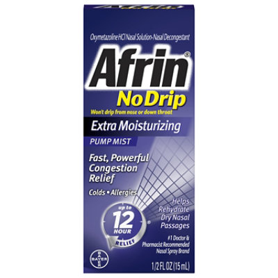 Afrin No Drip Nasal Decongestant Extra Moisturizing Pump Mist - 0.5 Fl. Oz. - Image 1