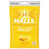 HALLS Cough Suppressant Drops Triple Soothing Action Sugar Free Honey Lemon - 25 Count - Image 2