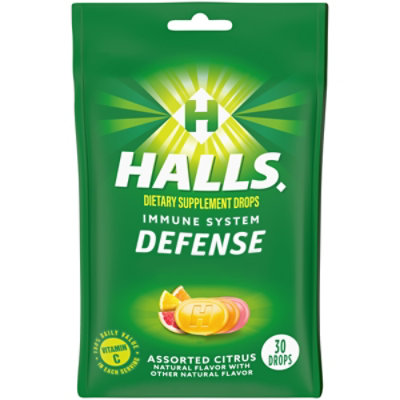 Halls Defense Drops 100% Vitamin C Assorted Citrus - 30 Drops - Image 1