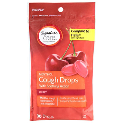 Signature Select/Care Cough Drops Menthol Soothing Action Cherry - 30 Count - Image 2