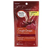 Signature Care Cough Drops Menthol Soothing Action Cherry - 30 Count
