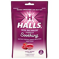 HALLS Oral Demulcent Throat Drops Breezers Cool Berry - 25 Count - Image 1