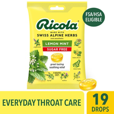 Ricola Throat Drops Herb Lemon Mint Sugar Free - 19 Count - Image 1