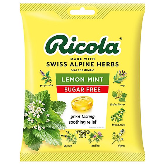 Ricola Throat Drops Herb Lemon Mint Sugar Free - 19 Count