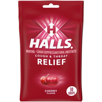 HALLS Cough Suppressant Drops Triple Soothing Action Cherry - 30 Count - Image 2