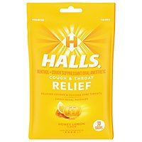 HALLS Cough Suppressant Drops Triple Soothing Action Honey Lemon - 30 Count - Image 3