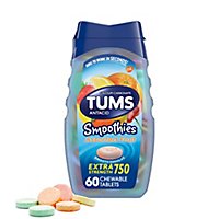 Tums Smoothies Antacid Tablets Chewable Extra Strength 750 Assorted Fruit - 60 Count - Image 2