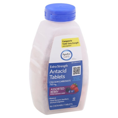 Signature Care Extra Strength Antacid Relief Mixed Berry - 96 Count