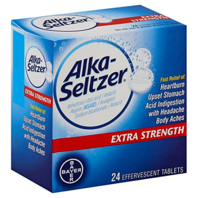 Alka-Seltzer Antacid Analgesic Effervescent Tablets Extra Strength - 24 ...