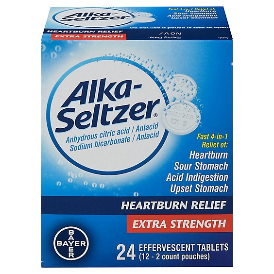 Alka-Seltzer Antacid Analgesic Effervescent Tablets Extra Strength - 24 Count