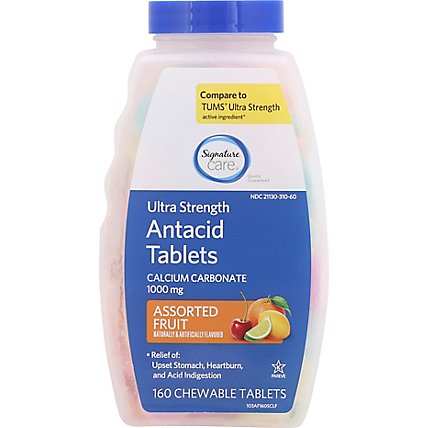 Signature Care Antacid Relief Ultra Strength Assorted Fruit Chewable Tablet - 160 Count - Image 2