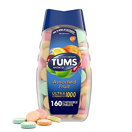 Tums Antacid Tablets Chewable Ultra Strength 1000 Assorted Fruit - 160 Count - Image 2