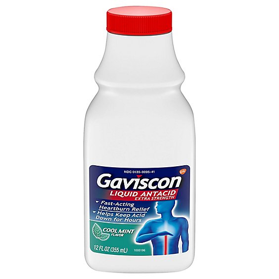 Gaviscon Heartburn Relief Extra Strength Liquid Antacid Cool Mint - 12 Fl. Oz.