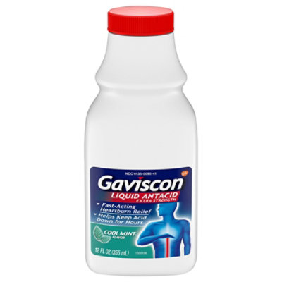 Gaviscon Heartburn Relief Extra Strength Liquid Antacid Cool Mint - 12 Fl. Oz.