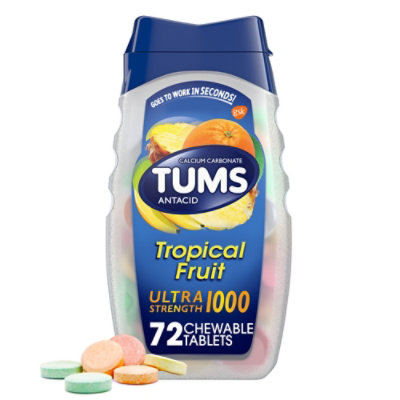 Tums Antacid Tablets Tropical Fruit Ultra - 72 Count - Image 1