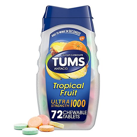 Tums Antacid Tablets Tropical Fruit Ultra - 72 Count
