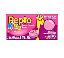 Pepto Kids Antacid Chewable Tablets Bubble Gum Flavor - 24 Count