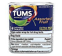 Tums Antacid Tablets Chewable Extra Strength 750 Assorted Fruit - 24 Count