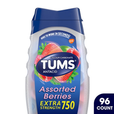 Tums Antacid Tablets Chewable Extra Strength 750 Assorted Berries - 96 Count