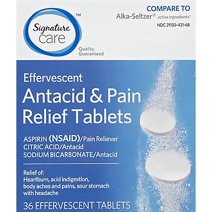 Signature Care Antacid & Pain Relief Effervescent Tablets - 36 Count - Image 2