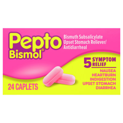 Pepto-Bismol 5 Symptom Relief Anti Diarrhea Caplets - 24 Count - Image 1