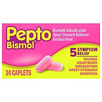 Pepto-Bismol 5 Symptom Relief Anti Diarrhea Caplets - 24 Count - Image 1