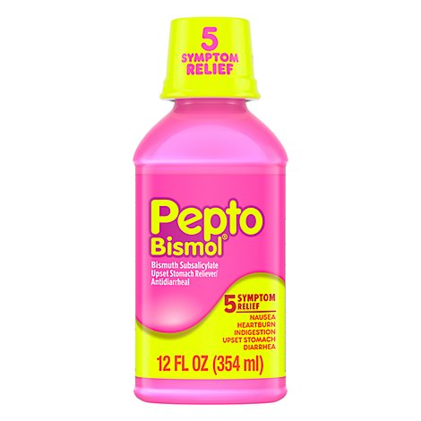 Pepto-Bismol 5 Symptom Relief Anti Diarrhea Liquid Syrup - 12 Fl. Oz.