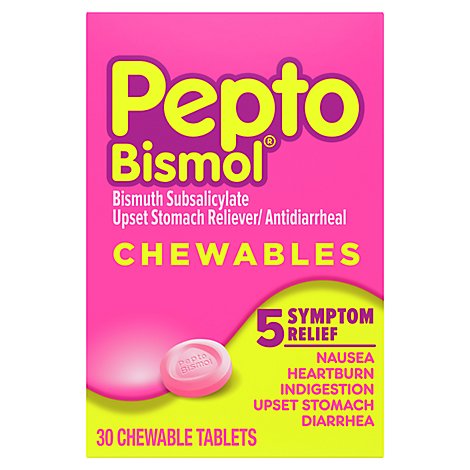 Pepto Bismol Chewable Tablets 5 Symptom Relief - 30 Count