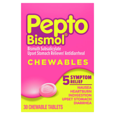 Pepto Bismol Chewable Tablets 5 Symptom Relief - 30 Count