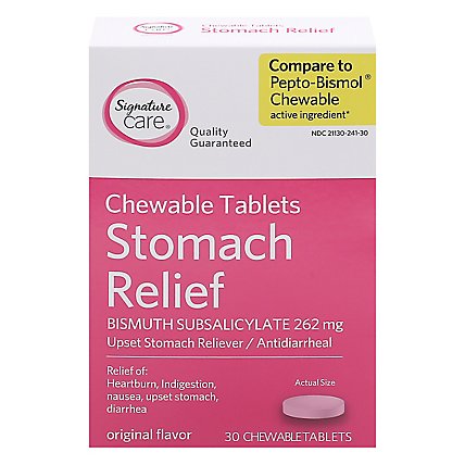 Signature Care Upset Stomach Relief Bismuth Subsalicylate 262mg Chewable Tablet - 30 Count - Image 3