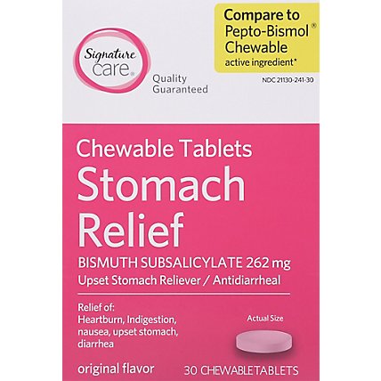 Signature Care Upset Stomach Relief Bismuth Subsalicylate 262mg Chewable Tablet - 30 Count - Image 2