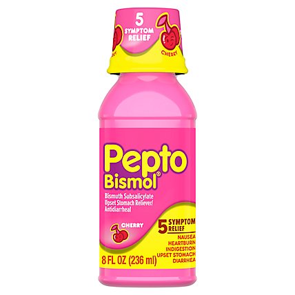 Pepto Bismol Medicine For Upset Stomach And Diarrhea 5 Symptom Relief Cherry Flavor - 8 Fl. Oz. - Image 2