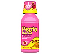 Pepto Bismol Medicine For Upset Stomach And Diarrhea 5 Symptom Relief Cherry Flavor - 8 Fl. Oz.
