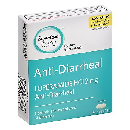 Signature Care Anti Diarrheal Loperamide HCI 2mg Caplet - 24 Count - Image 1