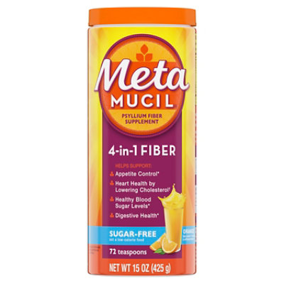 Metamucil 4 In 1 Sugar Free Powder Orange Psyllium Fiber Supplement - 72 Count - Image 1